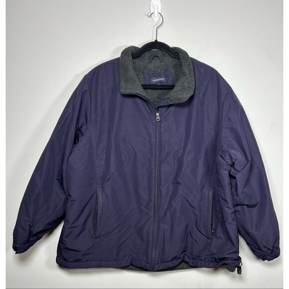 Lands End fleece-lined warm-up jacket in navy blue size 2x - Picture 1 of 3